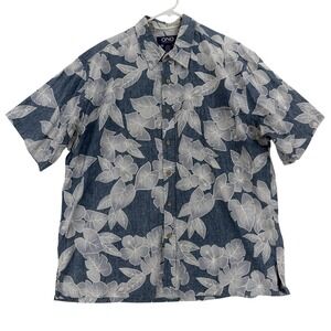 ONO & Company Shirt Mens 2XL Blue Floral Hawaiian Short Sleeve Button Front